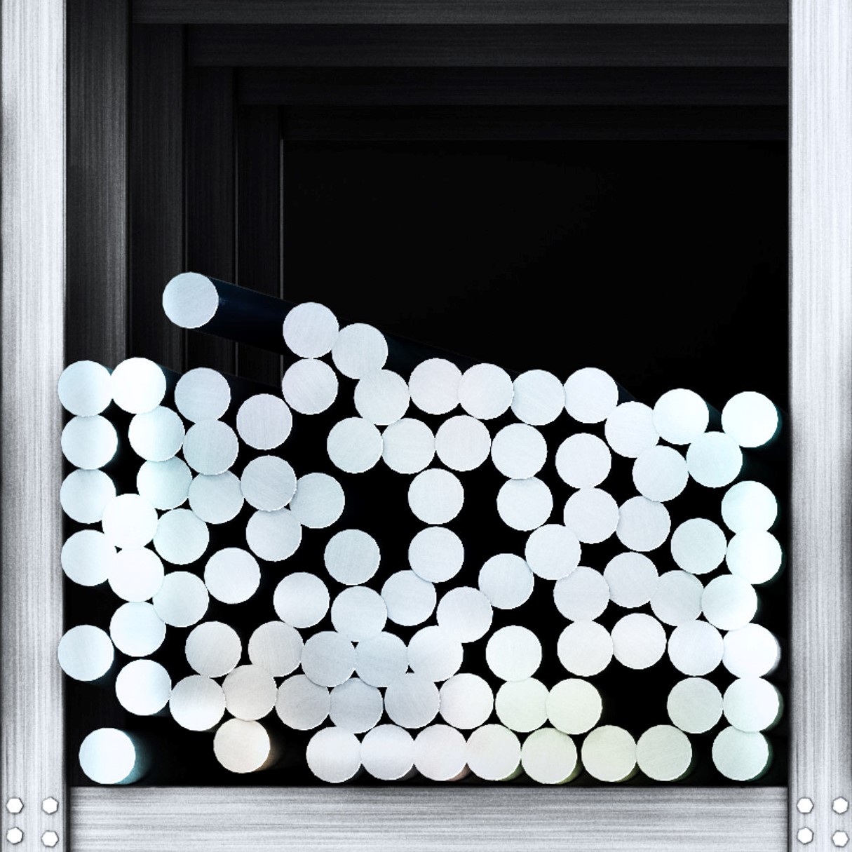 Shelves of different metal products. Profiles and tubes. 3d illustration